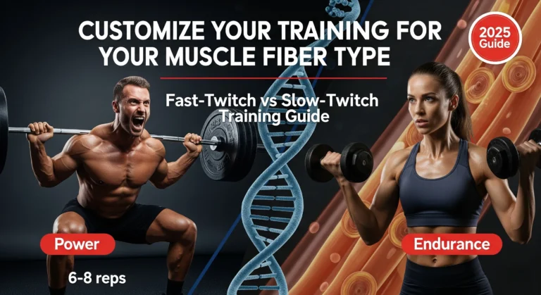 A split-screen image comparing fast-twitch and slow-twitch muscle fiber training styles.