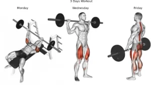 Athlete performing a bench press with proper form, demonstrating correct technique and body positioning